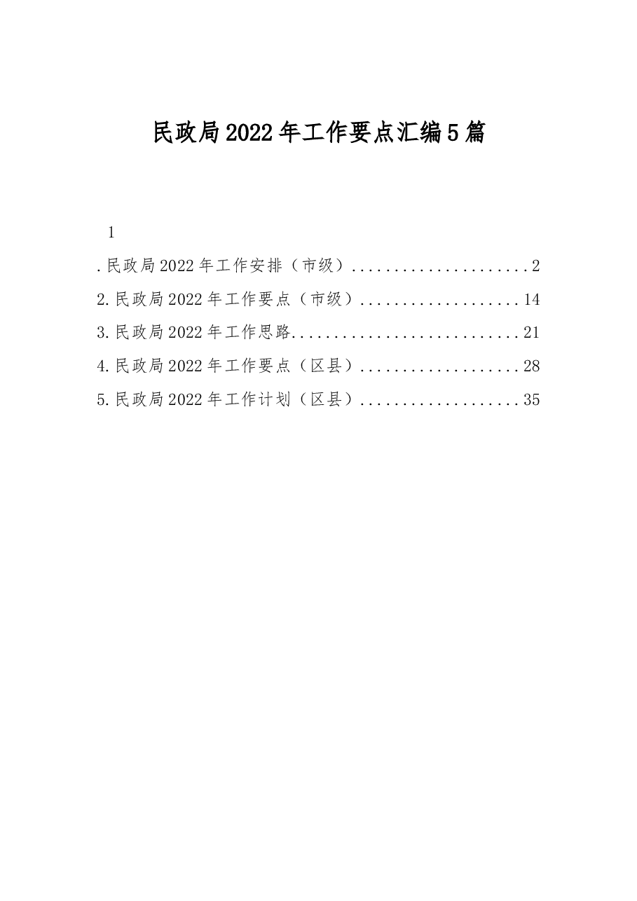 (5篇)民政局2022年工作要点汇编.docx,第1页预览