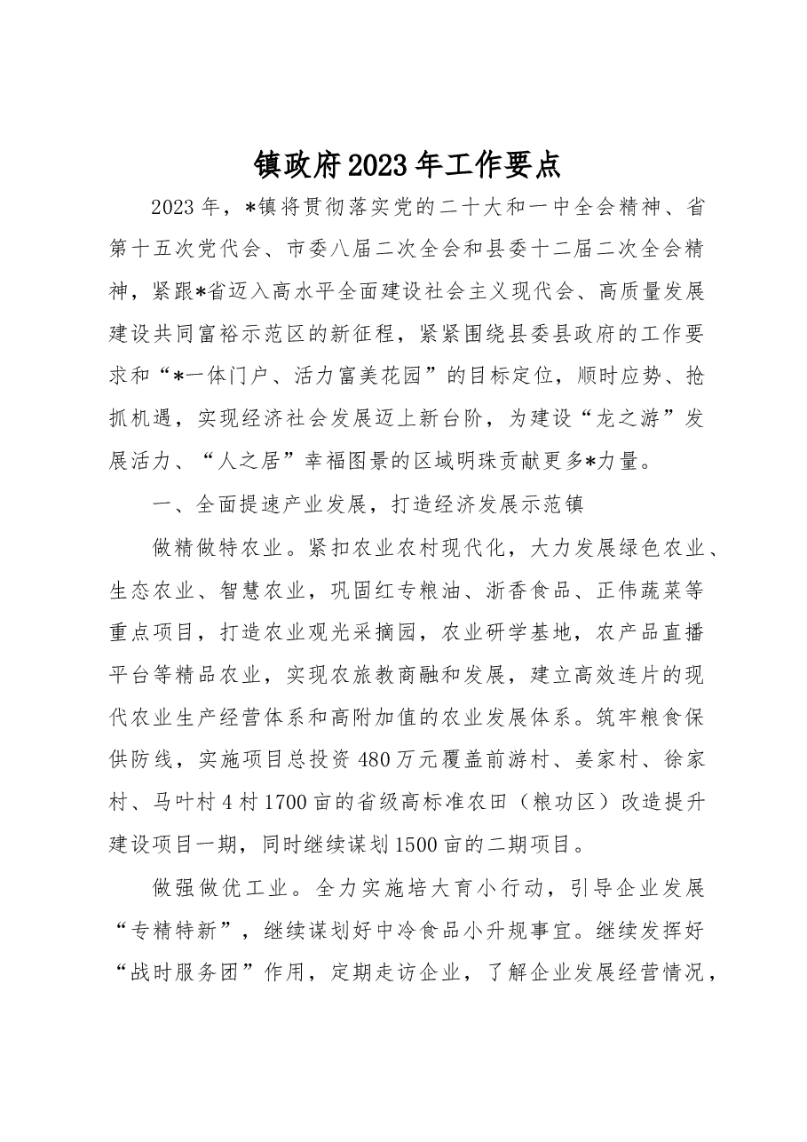 镇政府2023年工作要点.docx，第1页预览