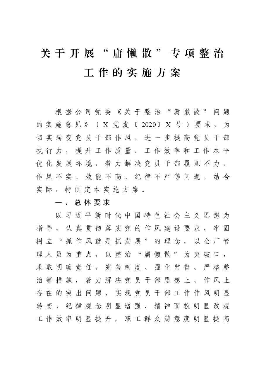关于开展庸懒项整治工作的实施方案.docx,第1页预览
