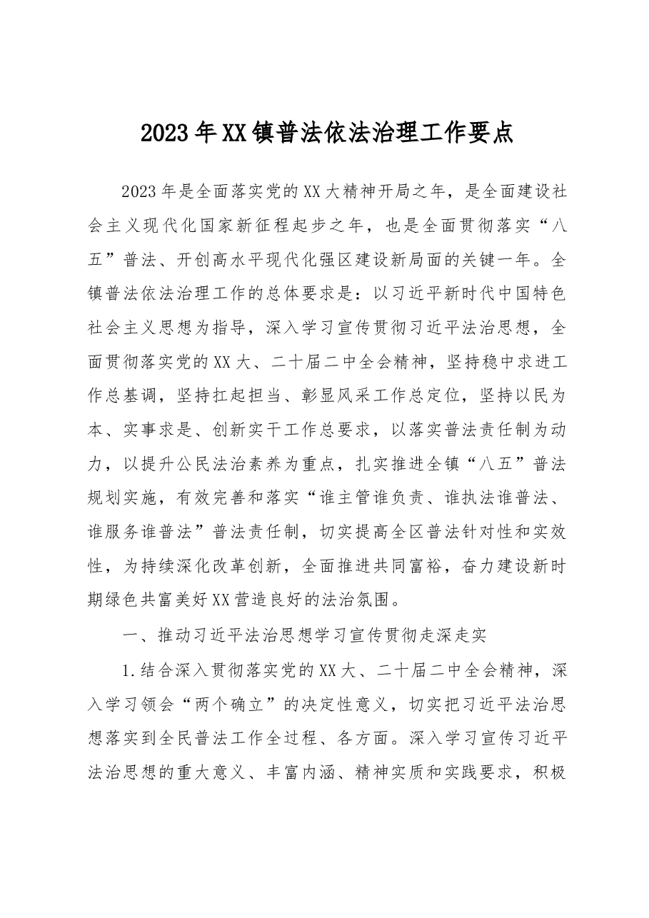 2023年XX镇普法依法治理工作要点.docx,第1页预览