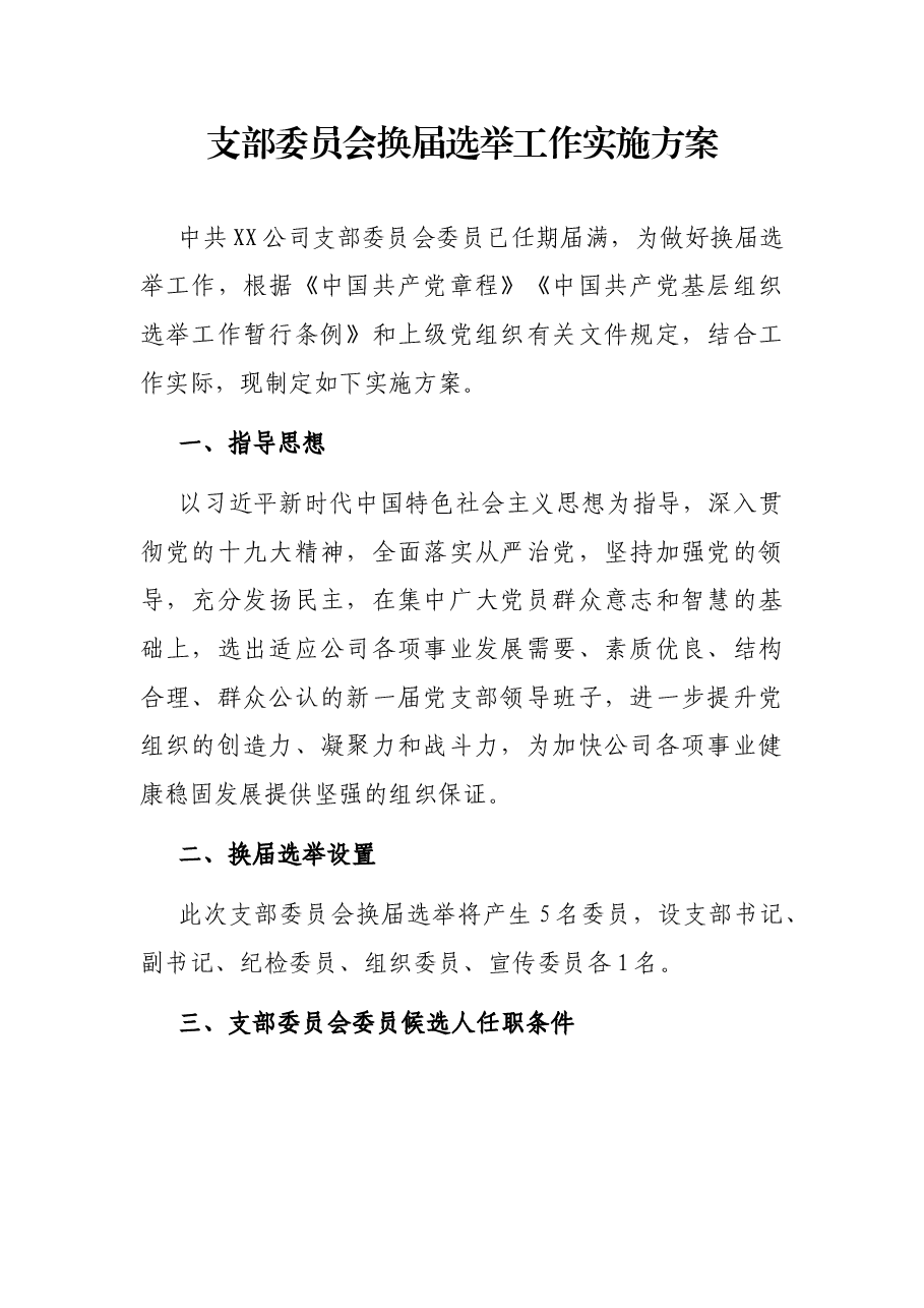 支部委员会换届选举工作实施方案.docx,第1页预览