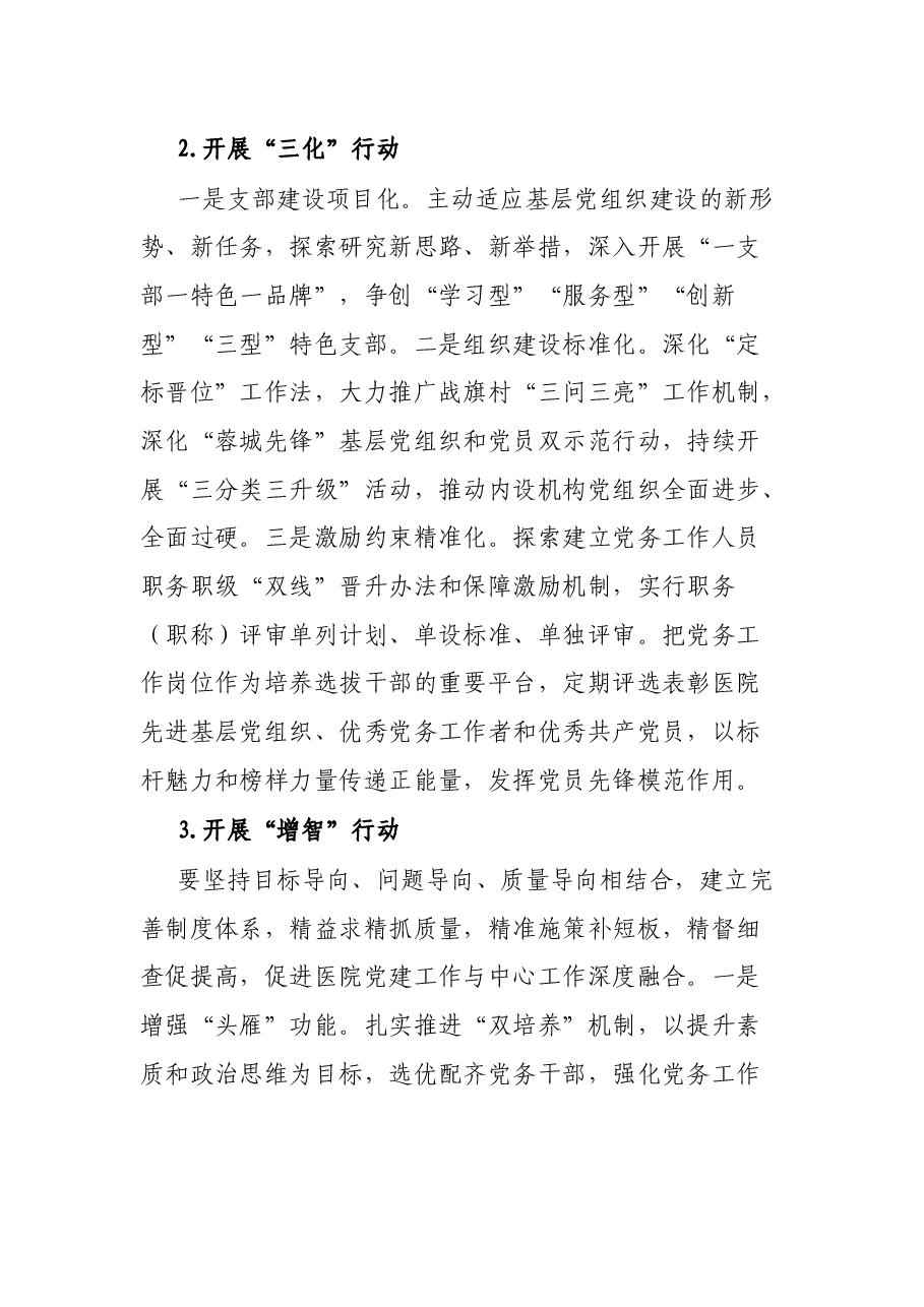 X大型三甲医院2022年实施“举旗、培优、增力”三大飞跃计划方案.docx,第3页预览