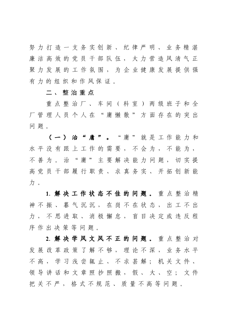 关于开展庸懒项整治工作的实施方案.docx,第2页预览