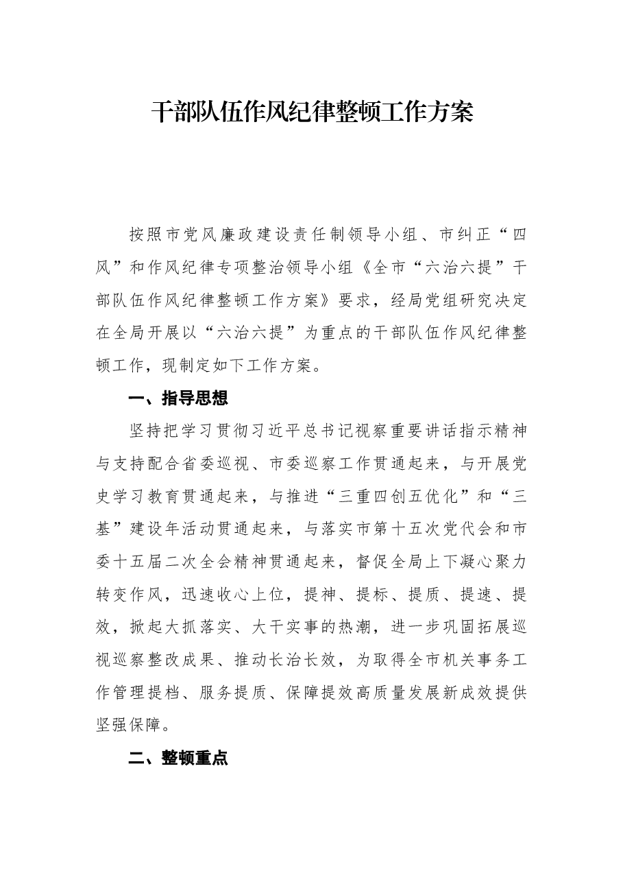 干部队伍作风纪律整顿工作方案.docx,第1页预览