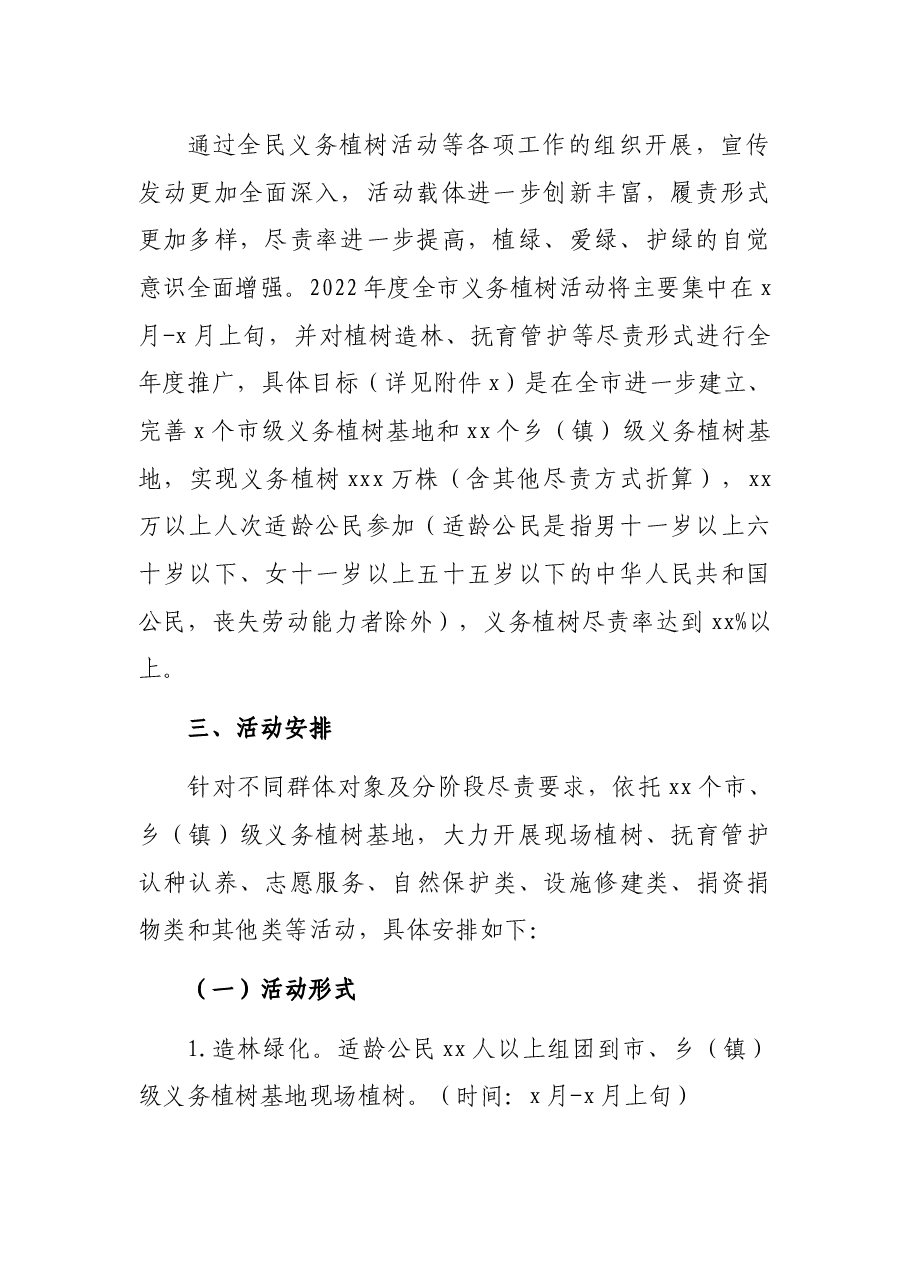 市2022年全民义务植树活动总体方案.docx,第2页预览
