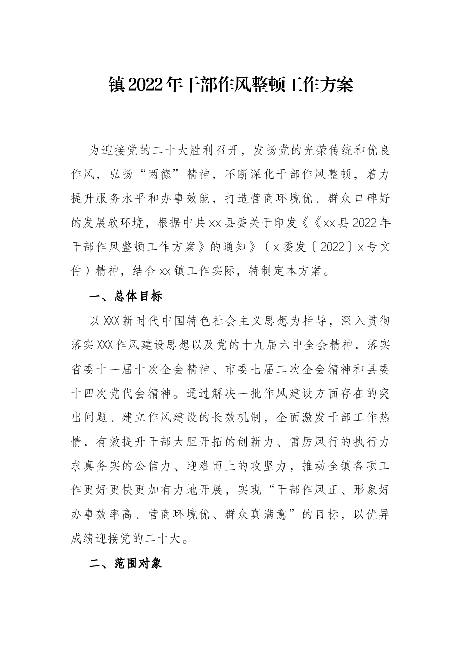 镇2022年干部作风整顿工作方案.docx,第1页预览