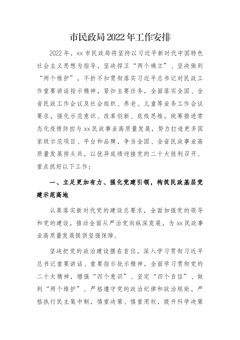 市民政局2022年工作安排.docx，第1页预览