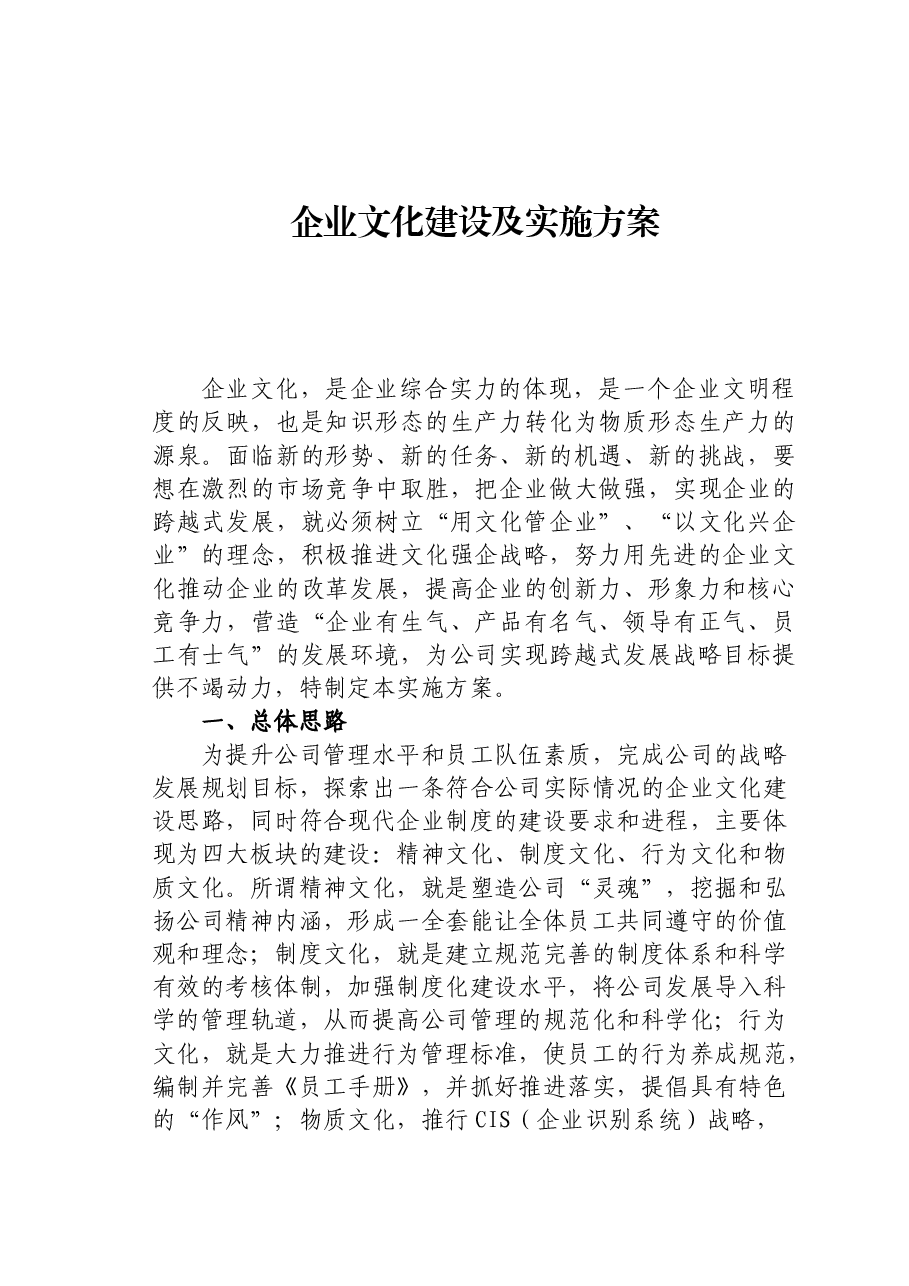 企业文化建设及实施方案.docx,第1页预览