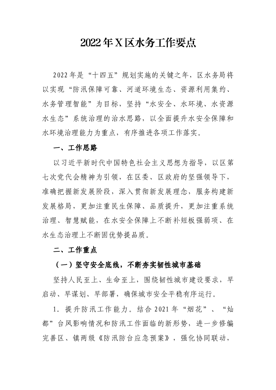 2022年X区水务工作要点.docx,第1页预览