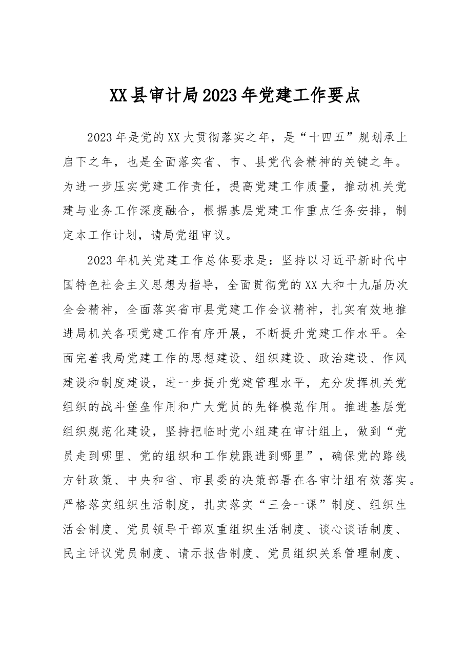 XX县审计局2023年党建工作要点.docx,第1页预览