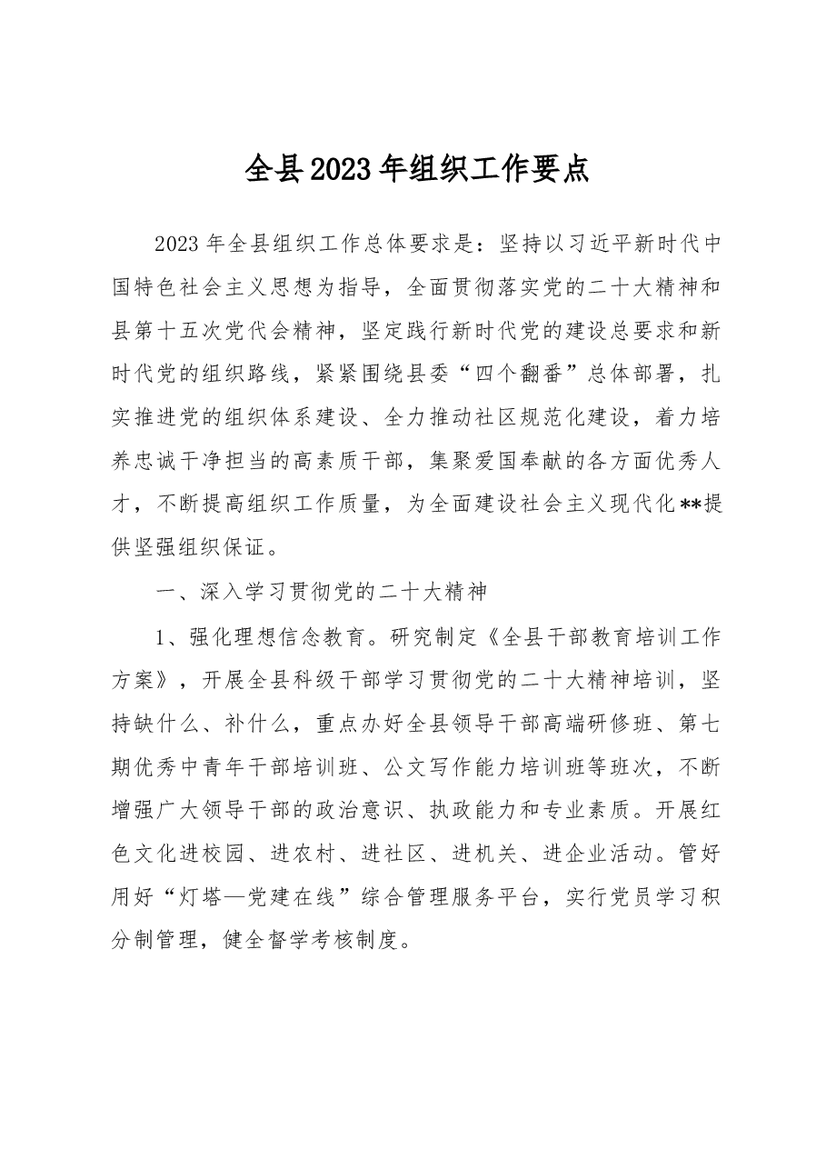 全县2023年组织工作要点.docx,第1页预览