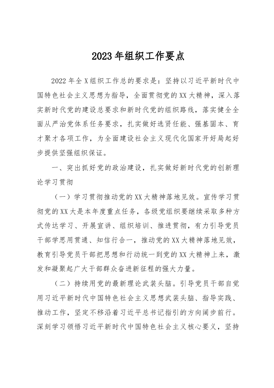 2023年组织工作要点.docx,第1页预览