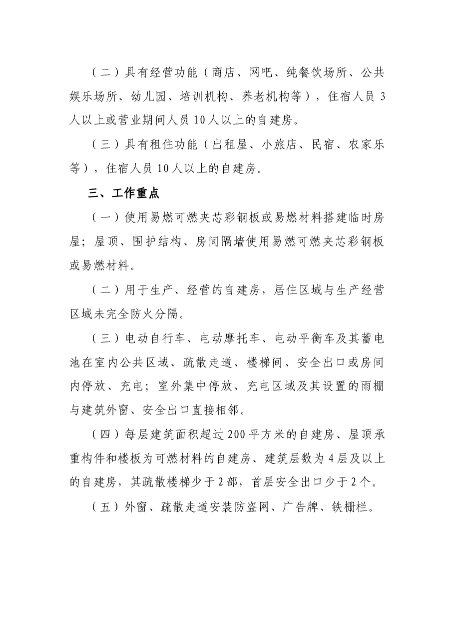 镇生产经营租住村(居)民自建房重大火灾风险综合治理工作方案.docx,第2页预览