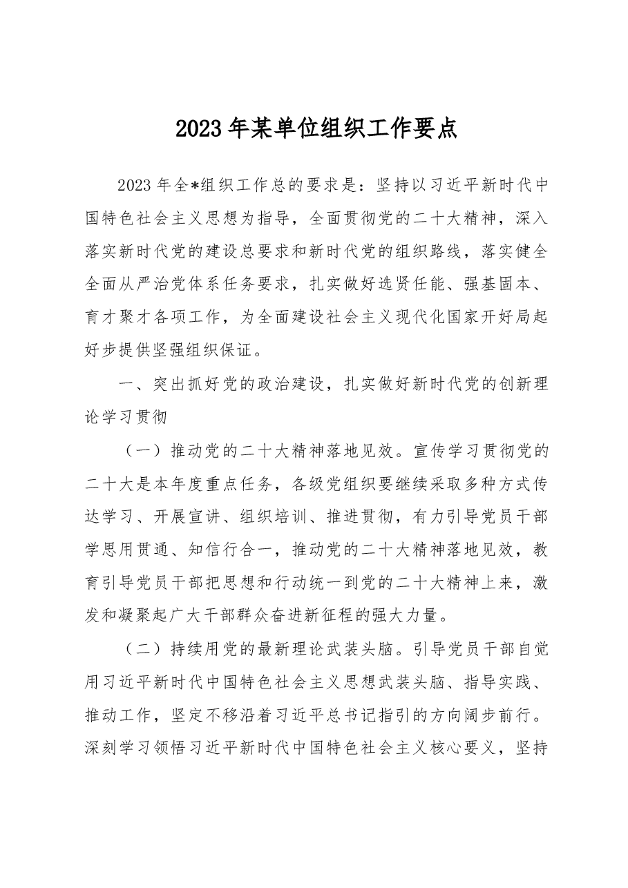 2023年某单位组织工作要点.docx,第1页预览