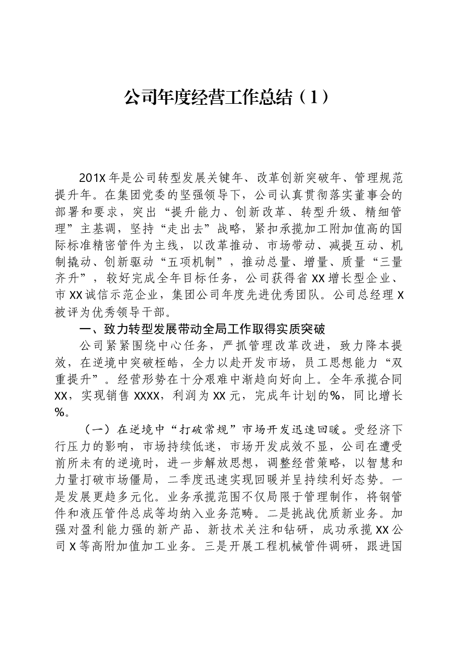 公司(经营、党建)2019年工作总结及2020年工作计划.docx,第1页预览