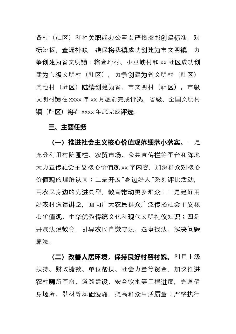 文明村镇(社区)创建工作实施方案(镇乡).docx,第2页预览