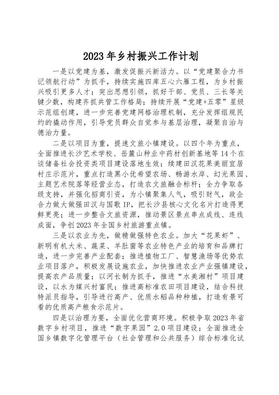 2023年乡村振兴工作计划.docx,第1页预览