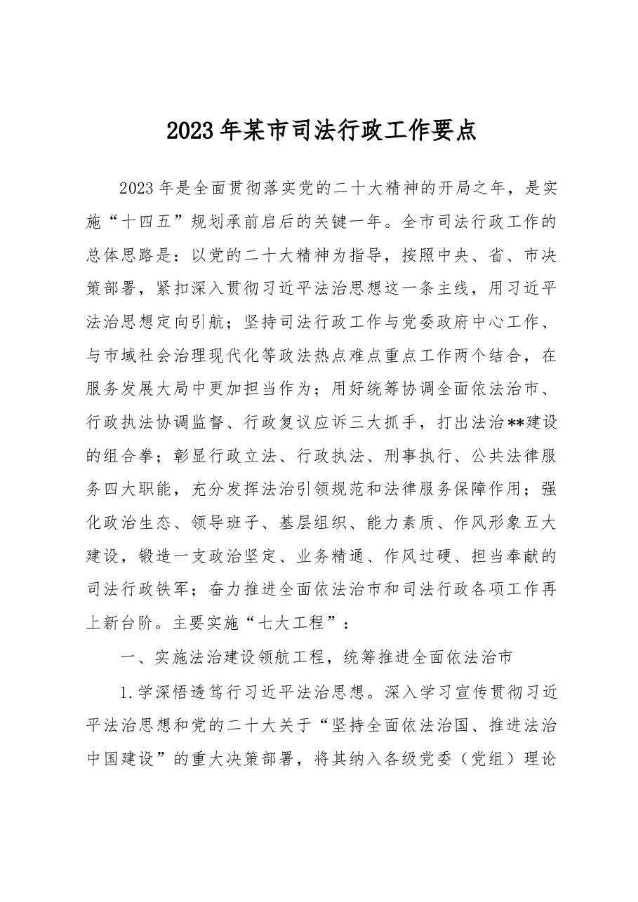 2023年某市司法行政工作要点.docx,第1页预览