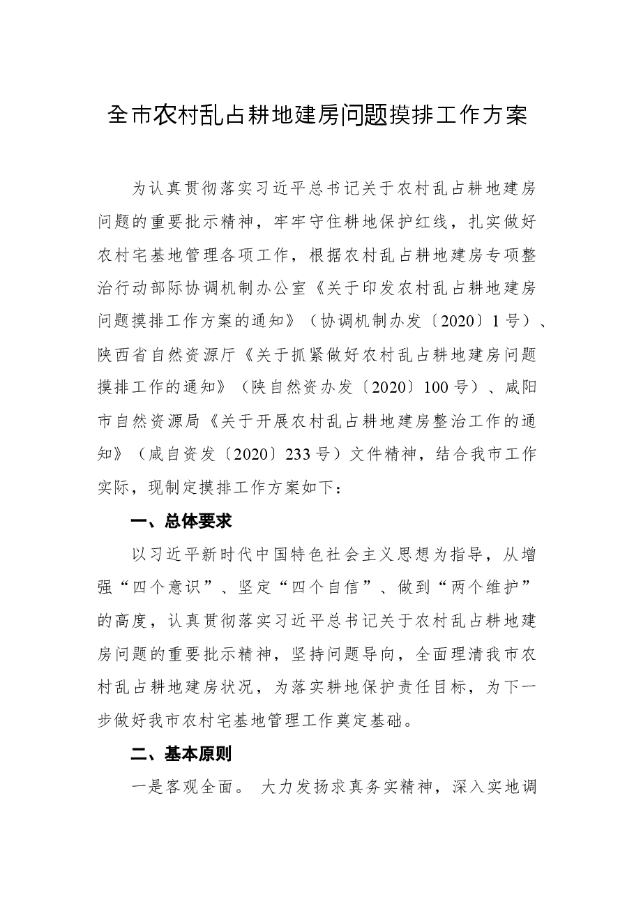 全市农村乱占耕地建房问题摸排工作方案.docx,第1页预览