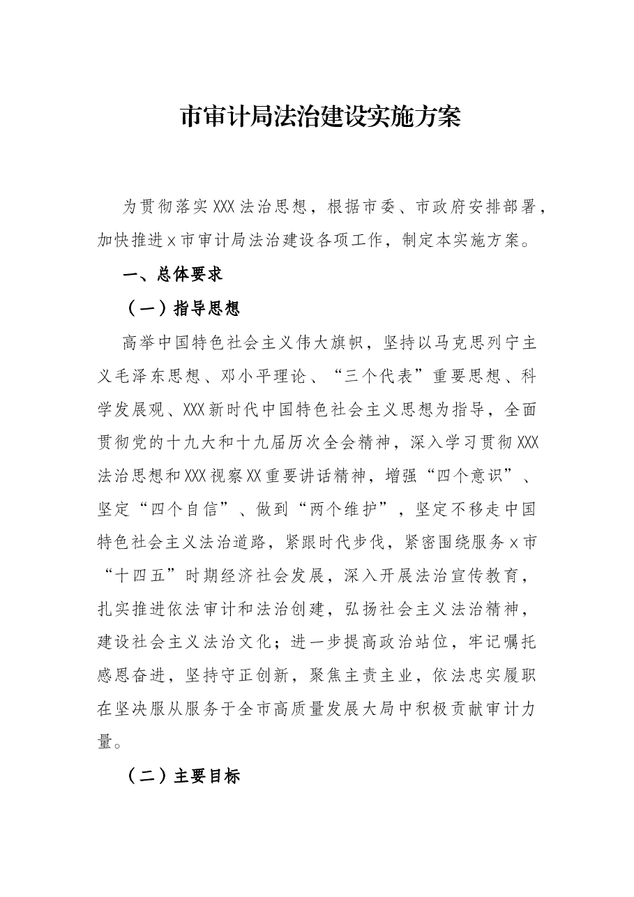 市审计局法治建设实施方案.docx,第1页预览
