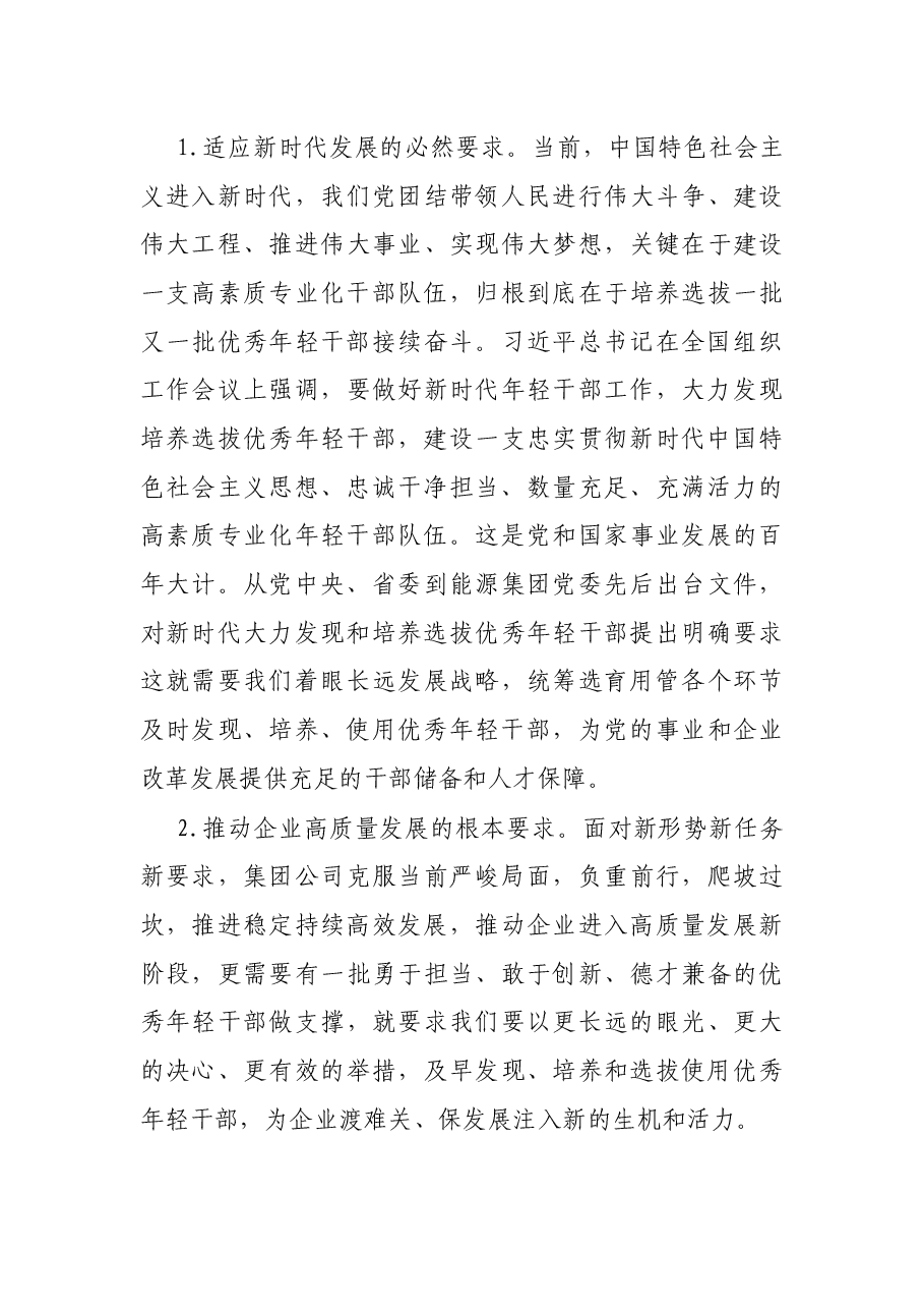 X集团公司《关于适应新时代要求大力发现培养选拔优秀年轻干部的中期规划》的方案.docx,第3页预览