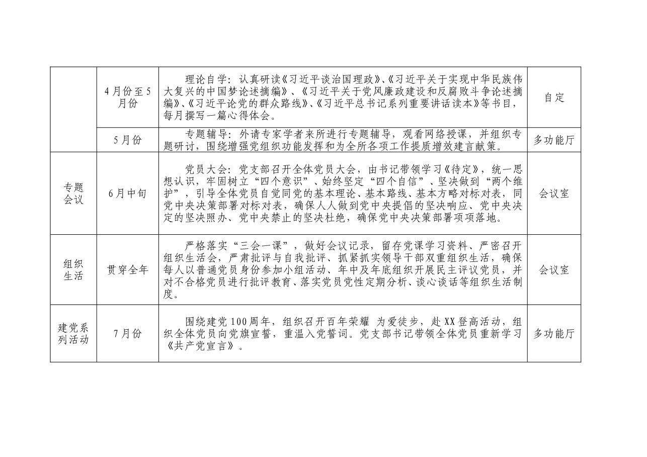 党支部2021年党建工作计划表.doc,第2页预览