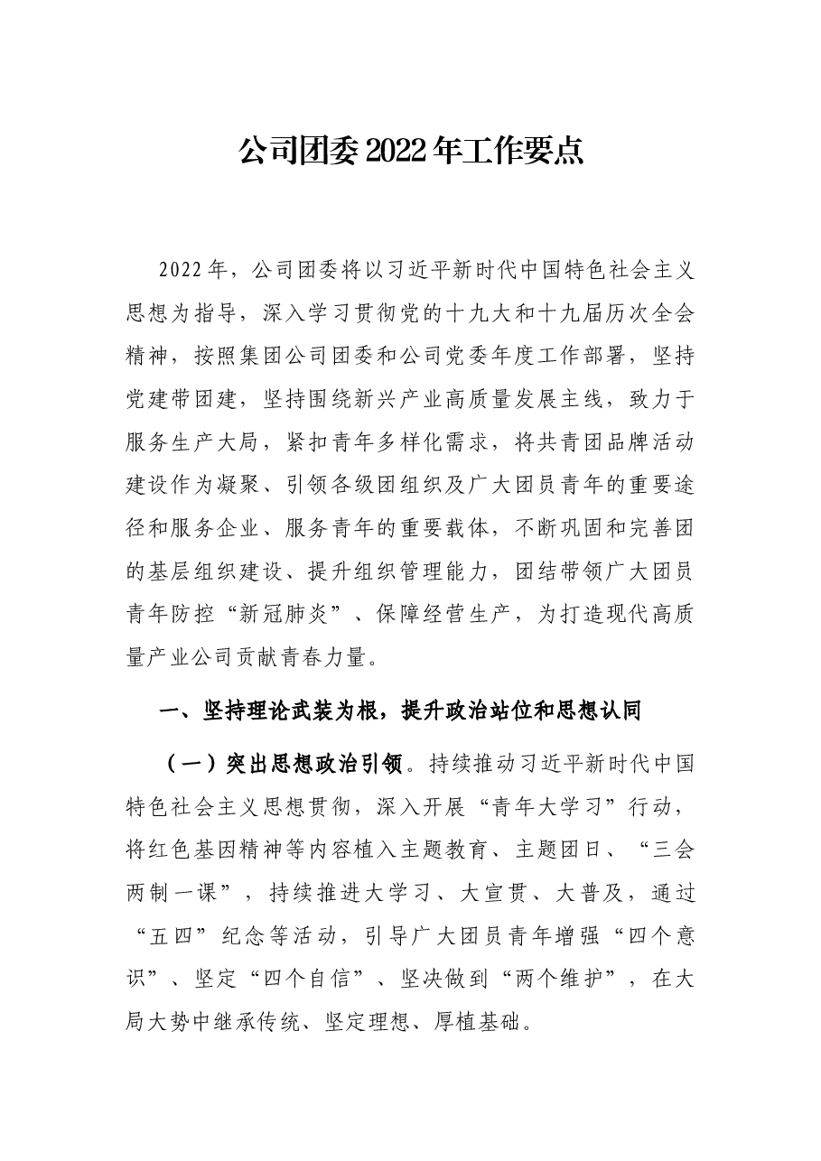公司团委2022年工作要点.docx,第1页预览