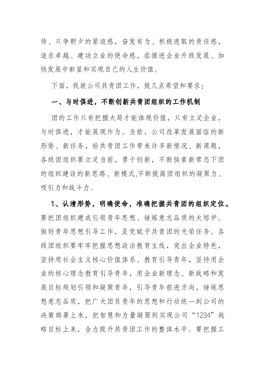 国企书记在公司团代会上的讲话.docx,第3页预览