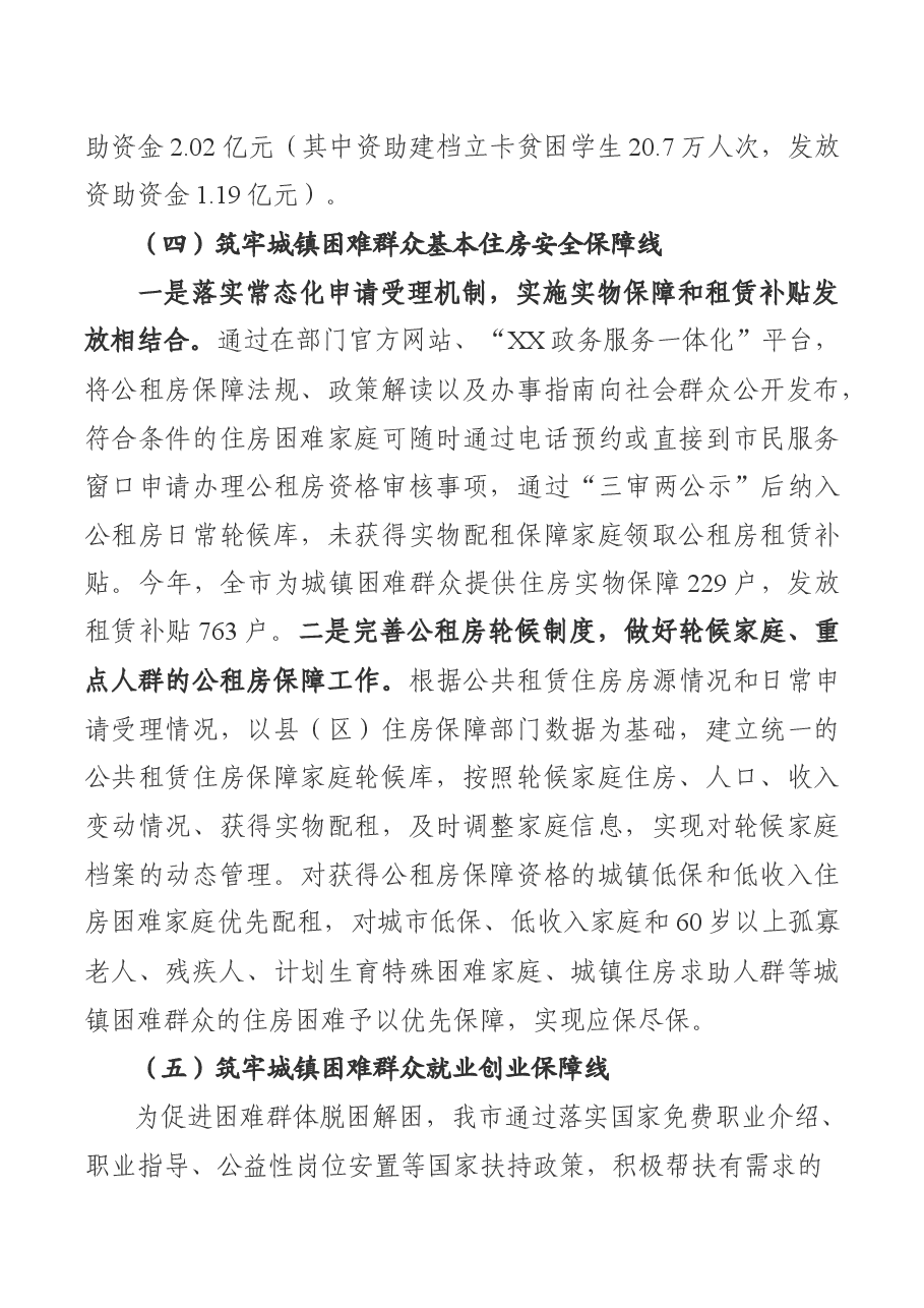市开展城镇困难群众脱困解困工作情况汇报(经验做法).docx,第4页预览