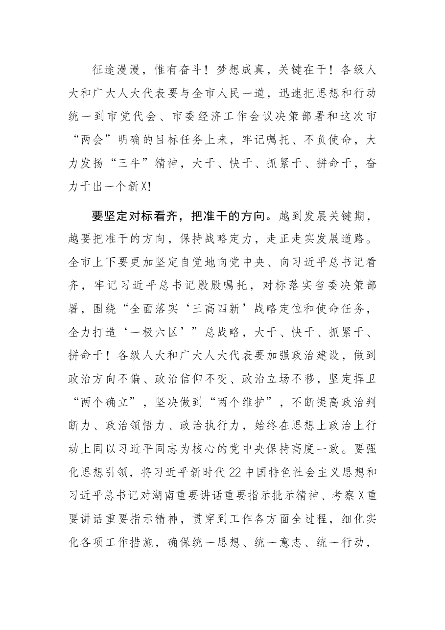 奋力干出一个新X ——在X市六届人大一次会议闭幕会上的讲话.docx,第3页预览