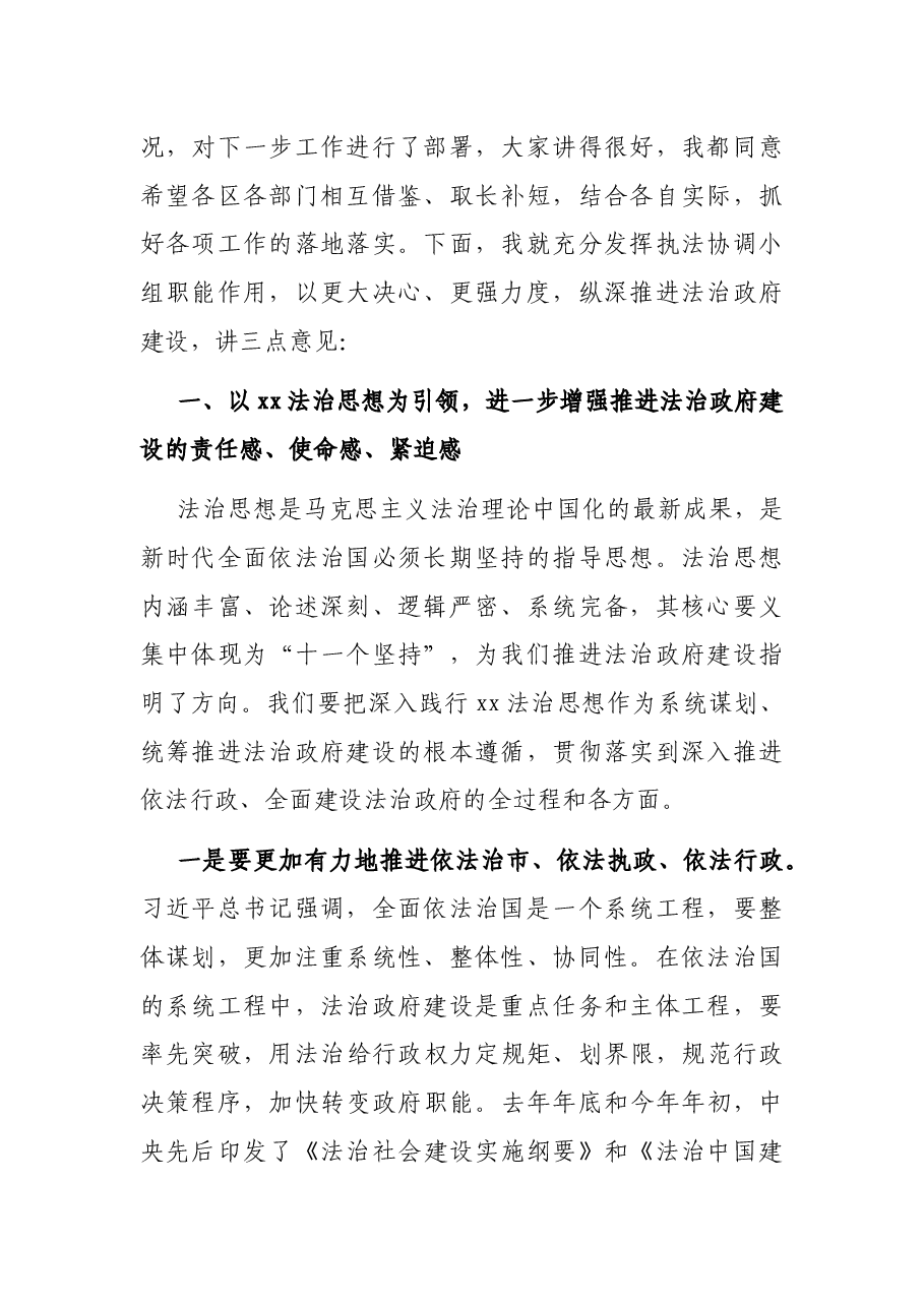 副市长在市委全面依法治市委员会执法协调小组第X次全体(扩大)会议上的讲话.docx,第2页预览