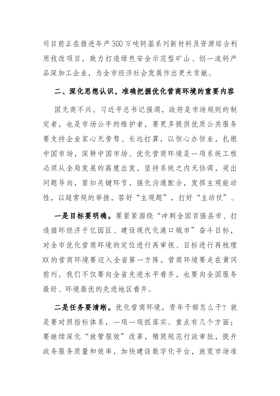 凝聚青年奋进力量 打造一流营商环境——市委领导在全市青年干部代表优化营商环境座谈会上的讲话.docx,第4页预览