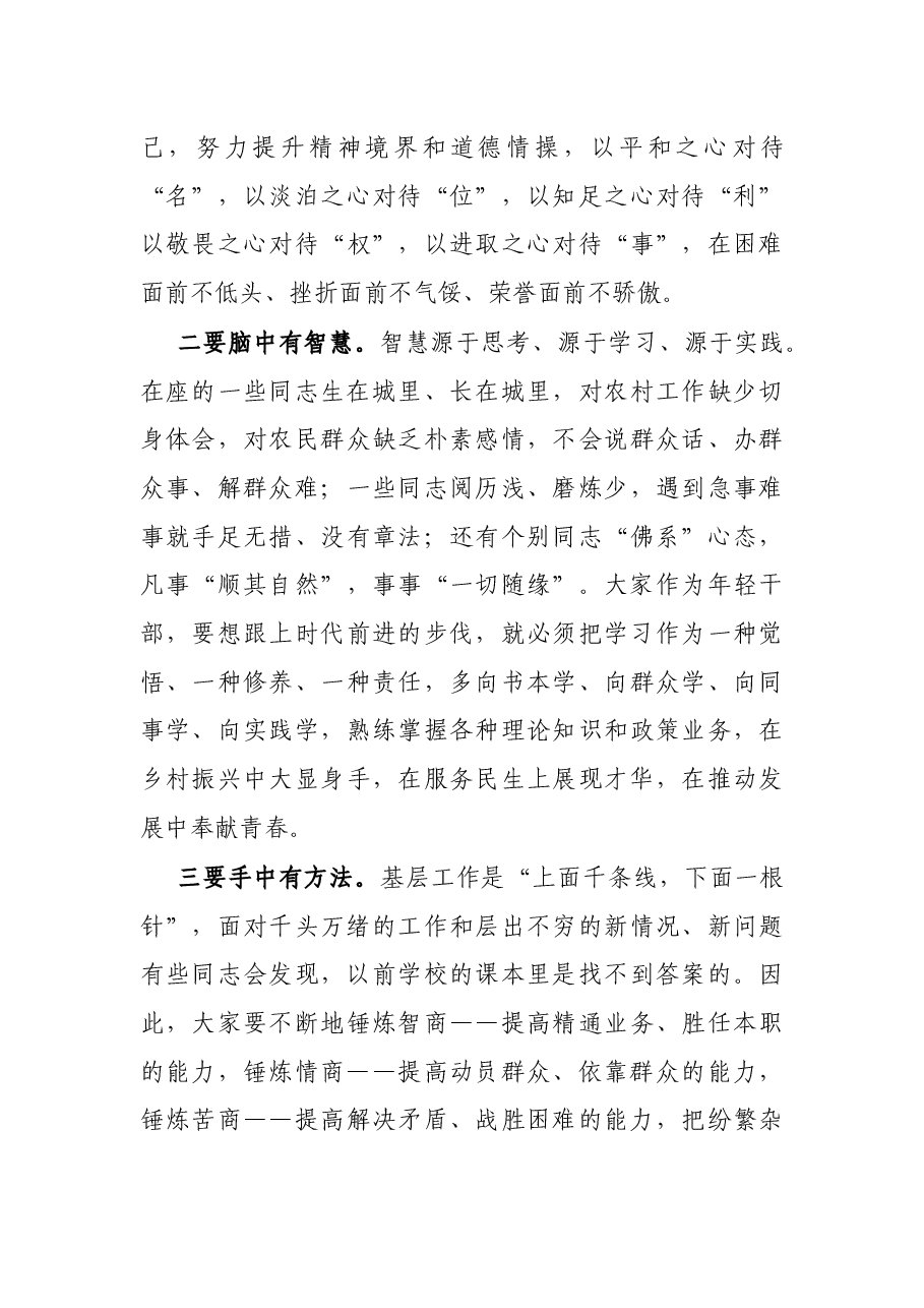 X镇党委书记在全镇青年干部座谈会上的讲话.docx,第4页预览
