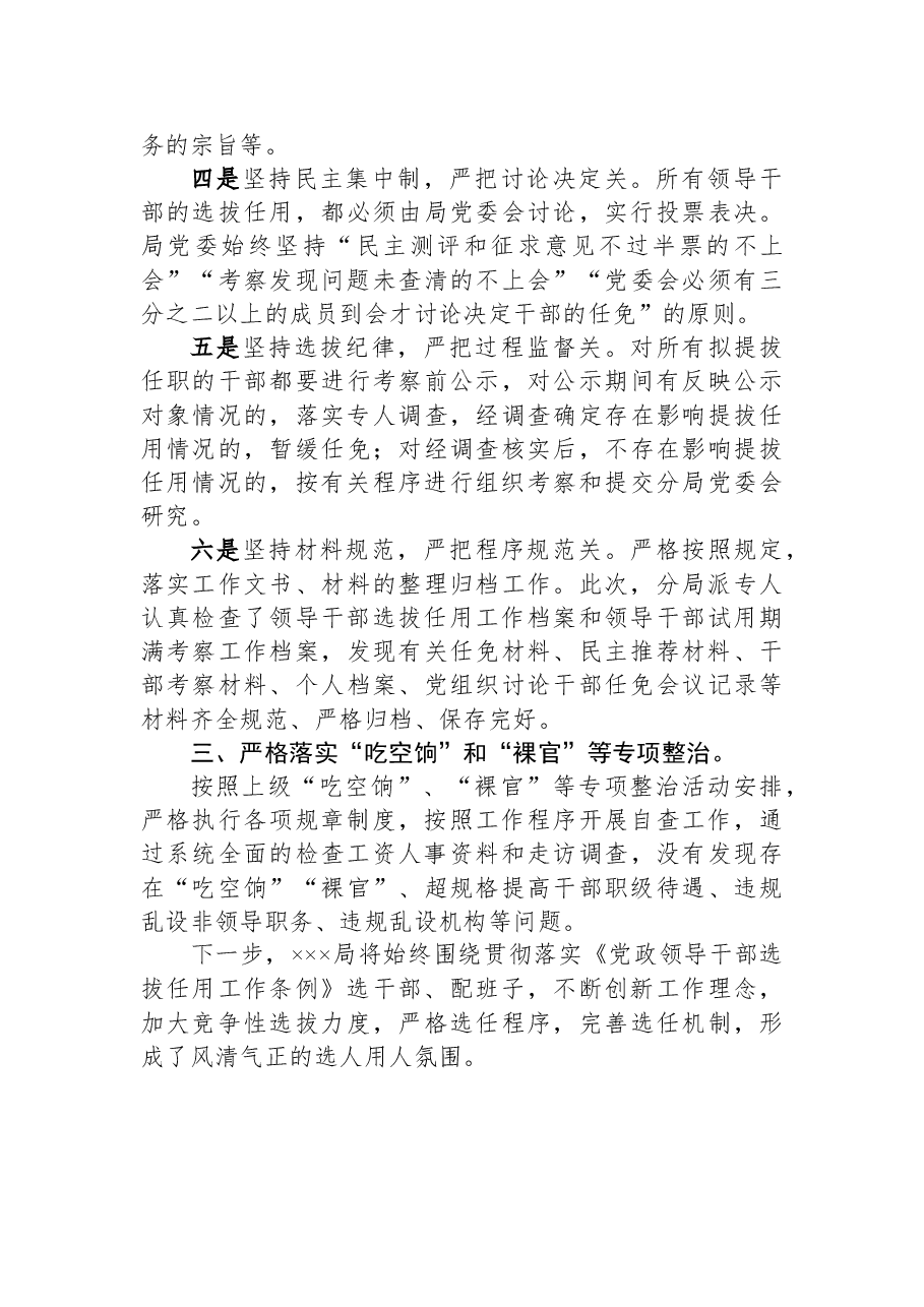 贯彻落实《党政领导干部选拔任用工作条例》自查自纠工作情况报告.docx,第3页预览