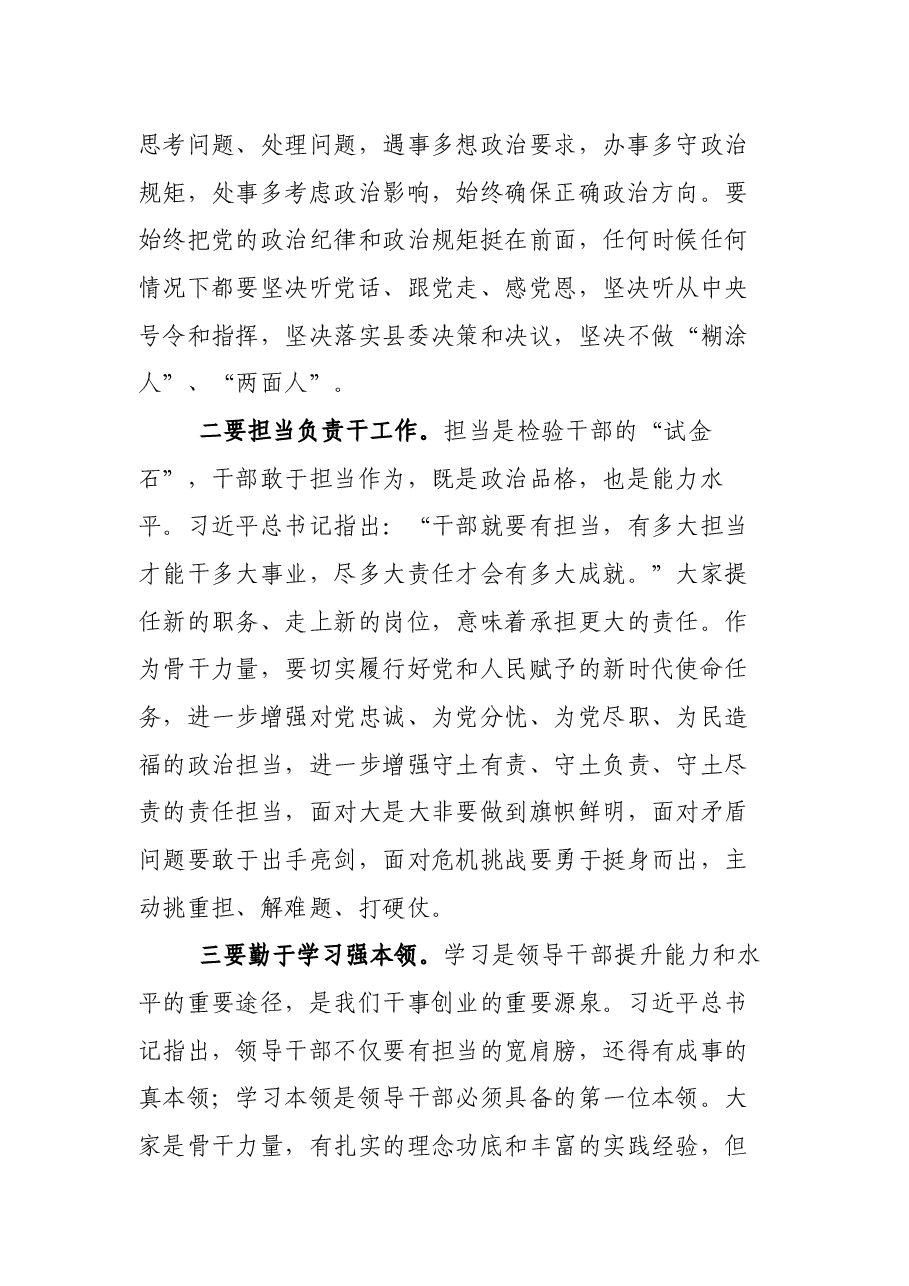 2021.9.23在某县新任职领导干部集体谈话会上的讲话.docx,第2页预览