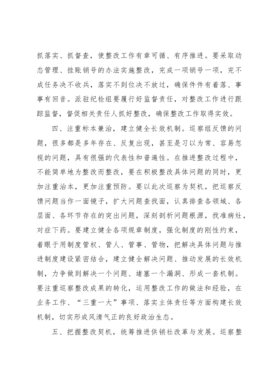 XX市副市长在市委第二巡察组巡察市供销社情况反馈会议上的讲话.doc,第4页预览