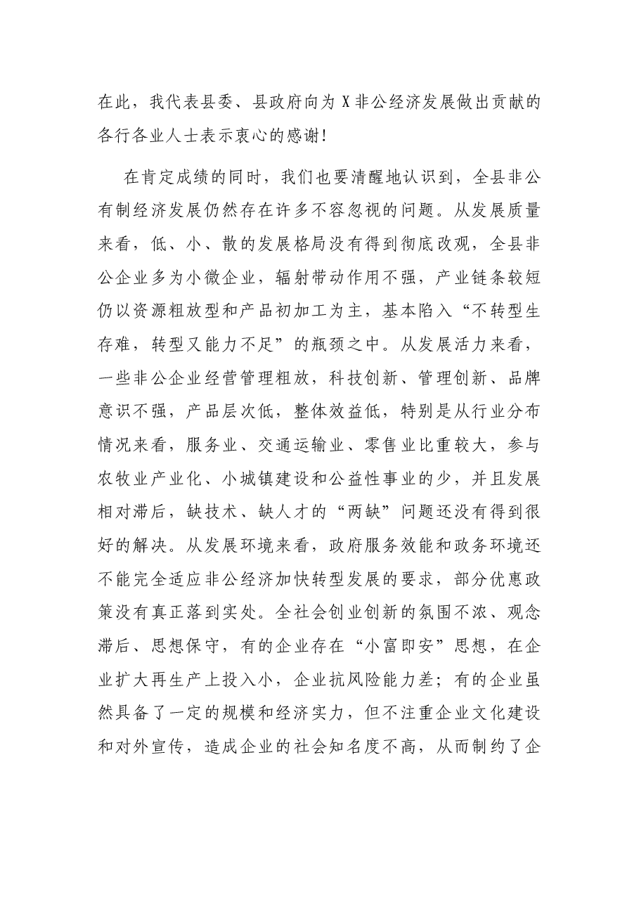 全县非公有制经济发展大会上的讲话.docx,第3页预览
