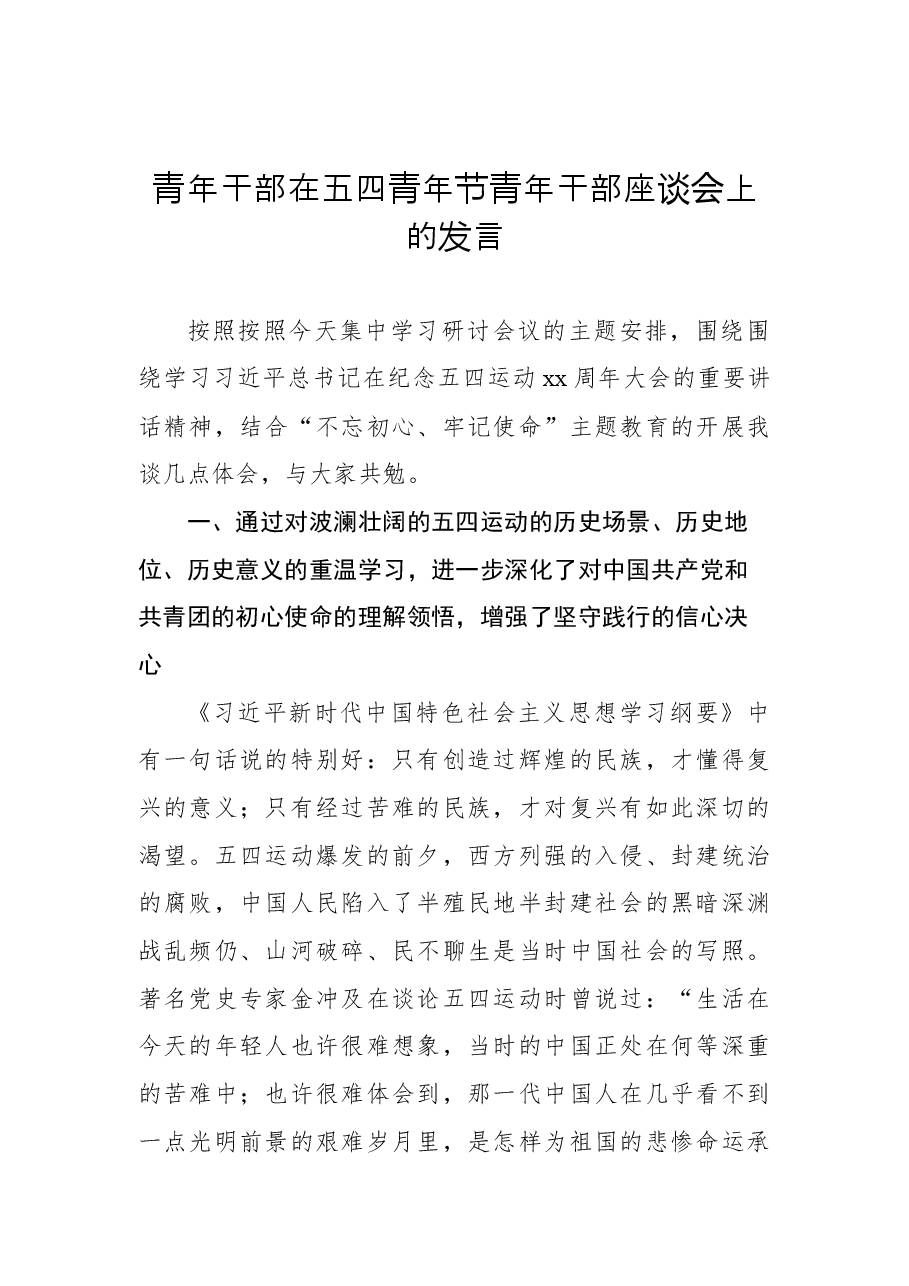 (3篇)青年干部在五四青年节青年干部座谈会上的发言汇编.docx,第2页预览