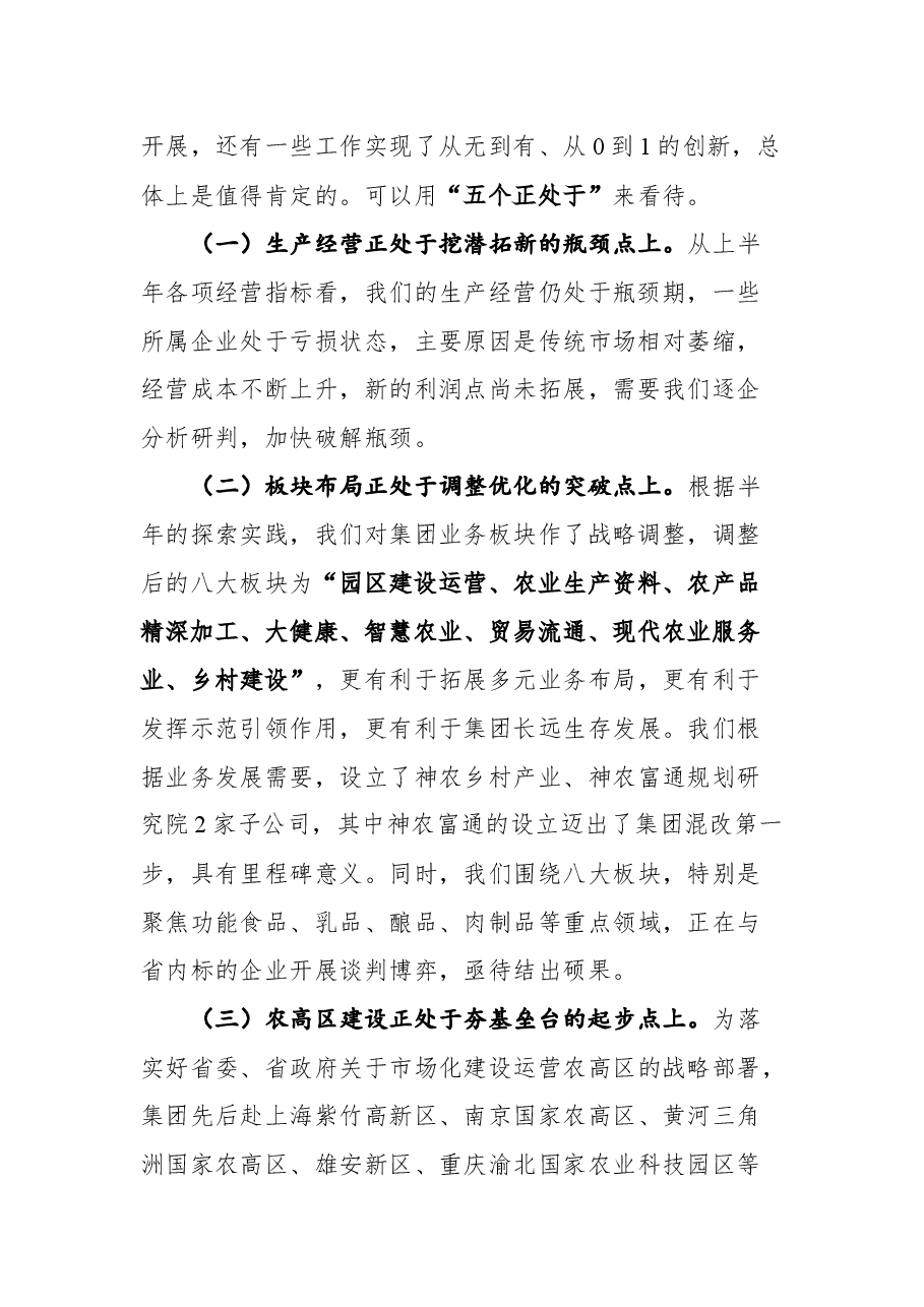 董事长在神农科技集团半年工作推进会上的讲话.docx，第2页预览