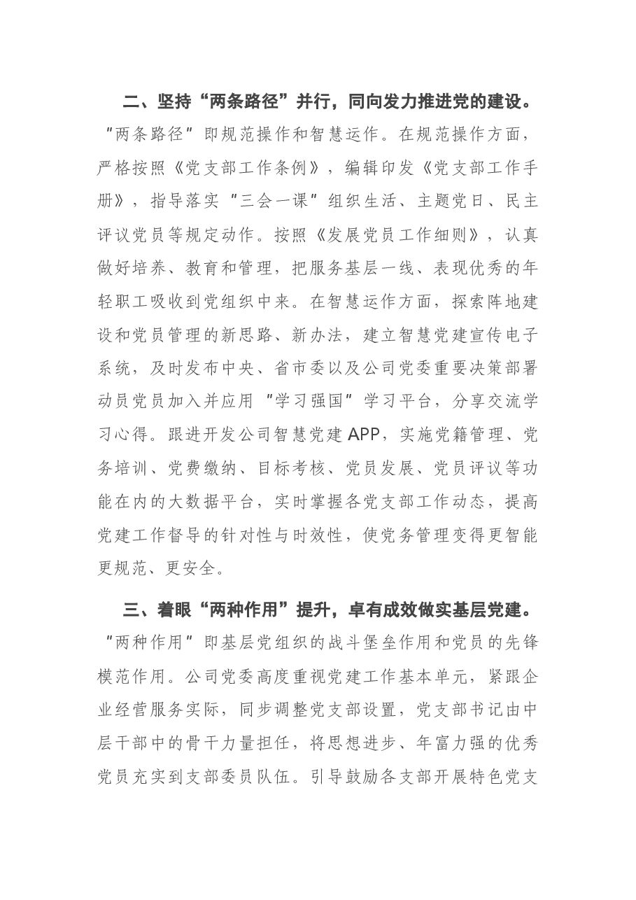X市总公司党委经验交流材料.docx,第2页预览