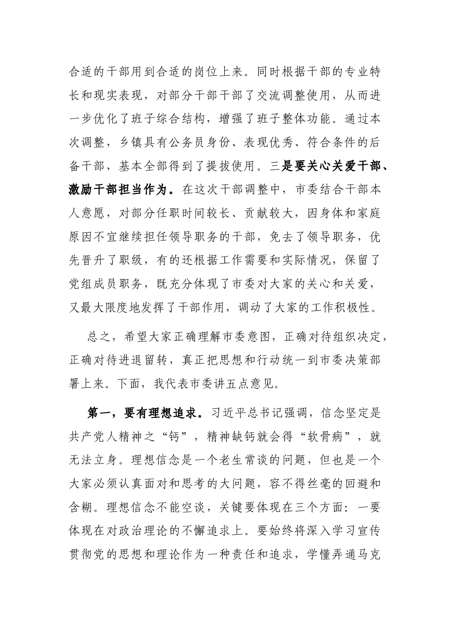 X县级市新调整干部集体谈话会议讲话.docx,第2页预览