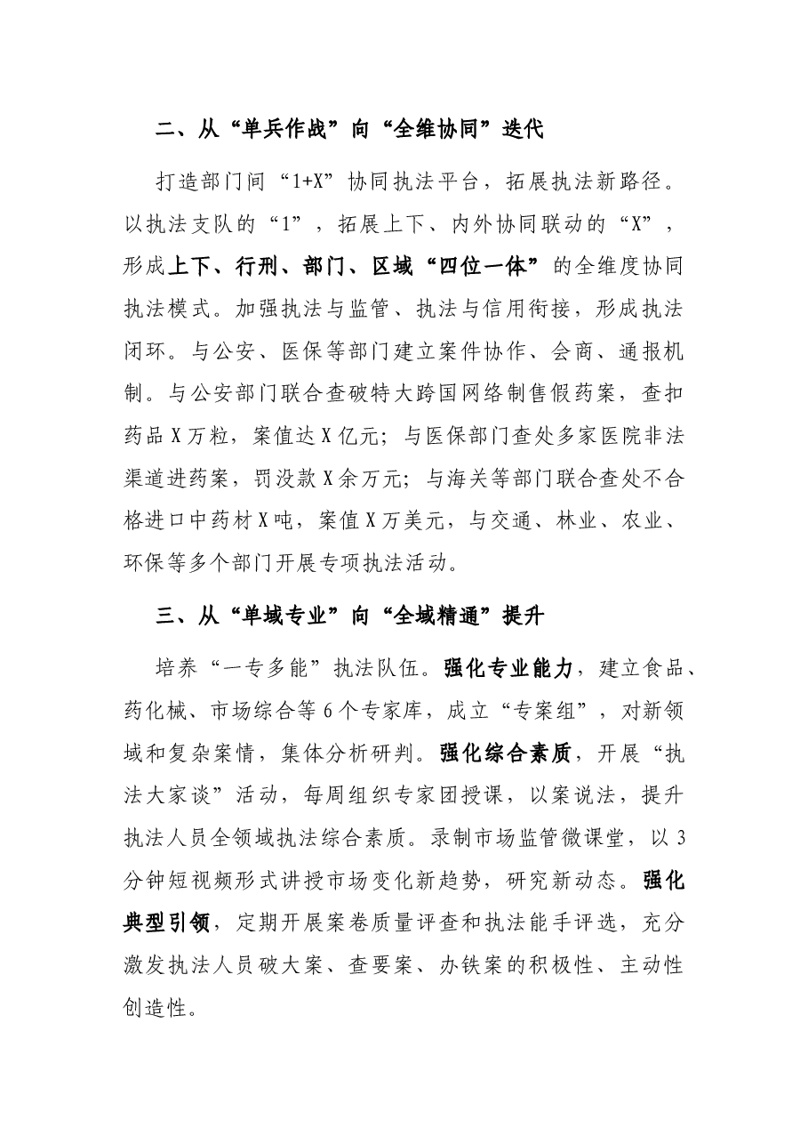 X市市场监管综合行政执法支队经验材料.docx,第2页预览
