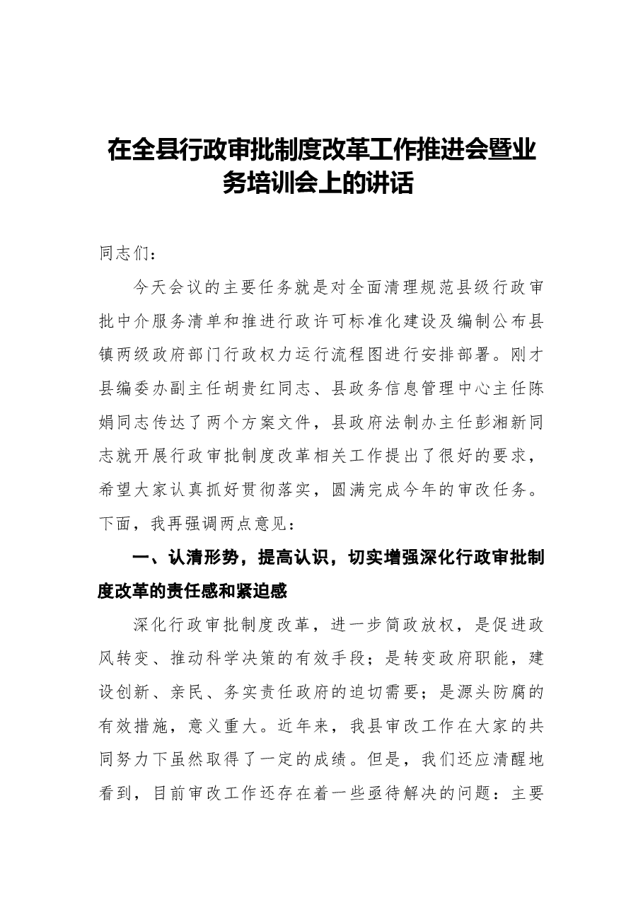 （30篇）审批制度改革工作会议讲话汇编.docx，第4页预览