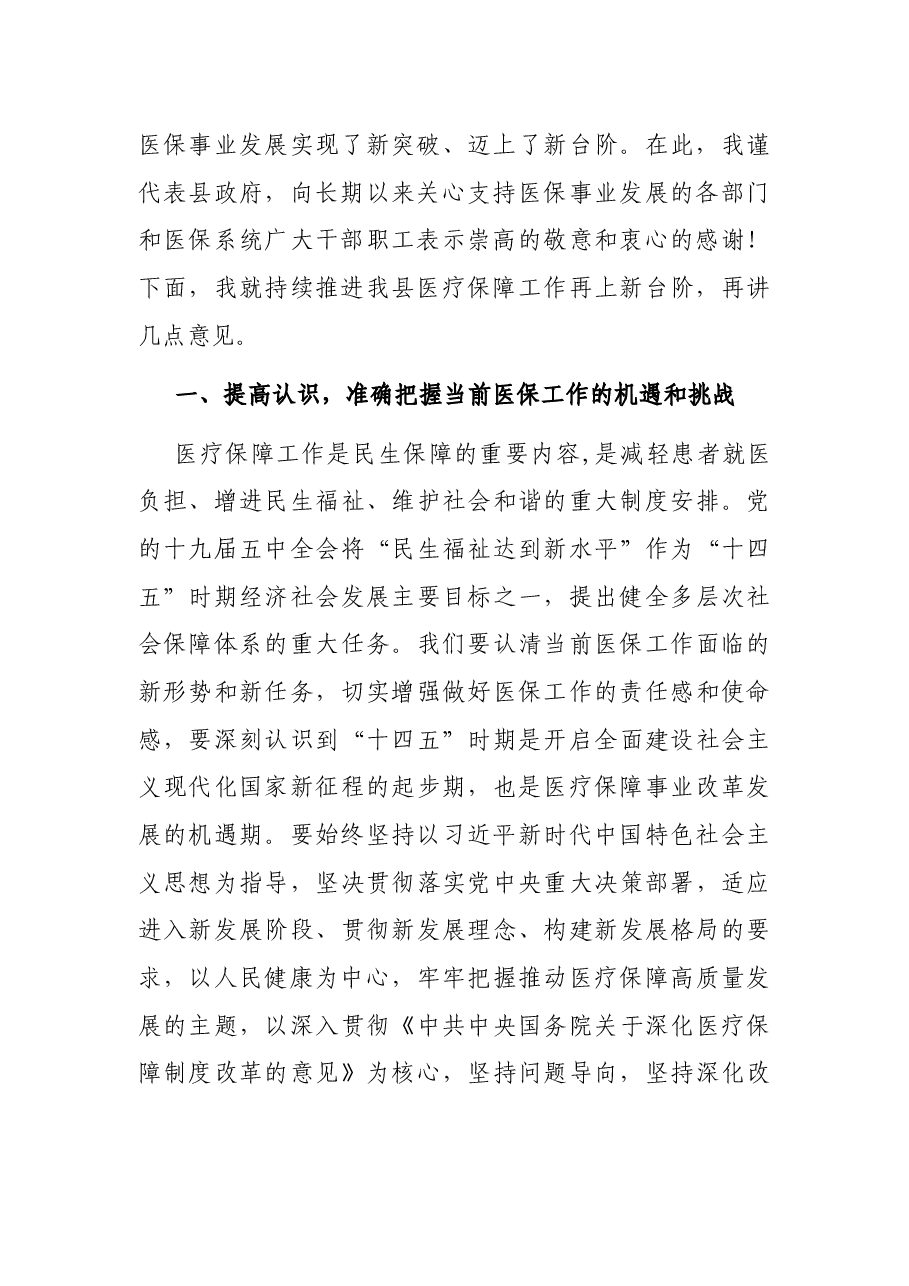 副县长在全县医疗保障工作会议上的讲话.docx,第2页预览