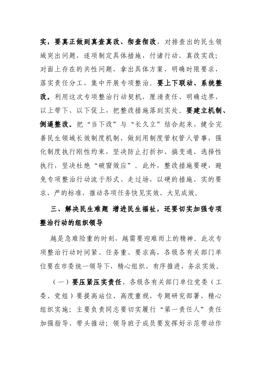 市委副书记在民生领域突出问题专项整治行动推进会上的讲话.docx,第3页预览