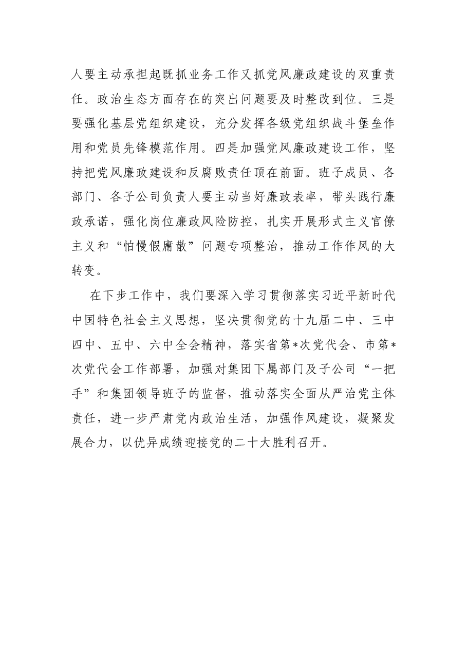 集团党委书记在集体政治谈话会上的点评讲话.docx,第3页预览