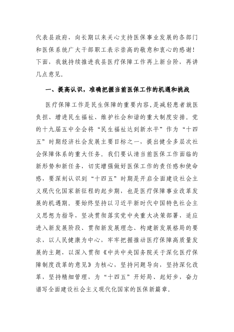 X县政府副县长在全县医疗保障工作会议上的讲话.docx,第2页预览