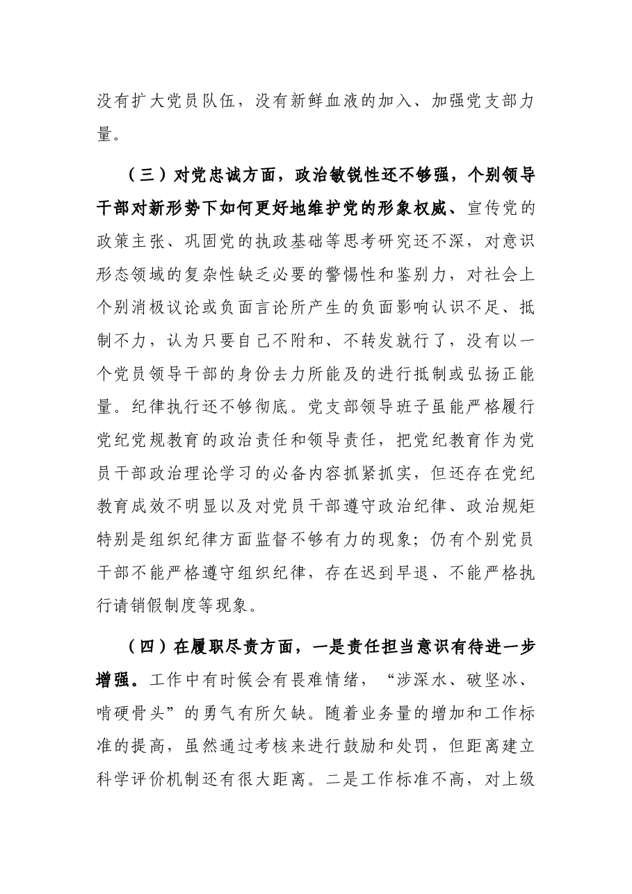 党支部班子组织生活会对照检查材料（集团公司）.docx，第3页预览