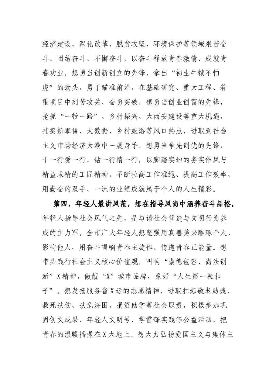在共青团X市第X个谨代表大会上的致辞.docx,第4页预览