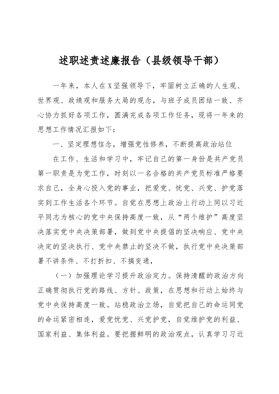 述职述责述廉报告(县级领导干部).docx,第1页预览